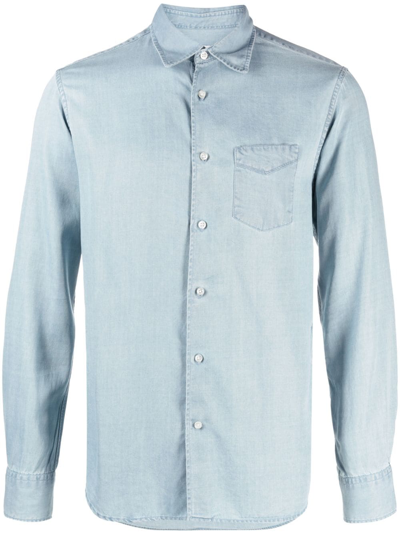 Officine Generale Button-up Lyocell Shirt In Blue