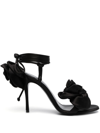 Magda Butrym Wrap Around Double Flower Sandals In Black