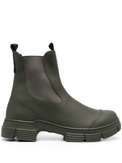Ganni City Ankle Boots In Green