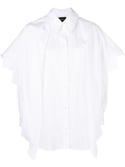 Simone Rocha Pointed Collar Embroidered Shirt In White