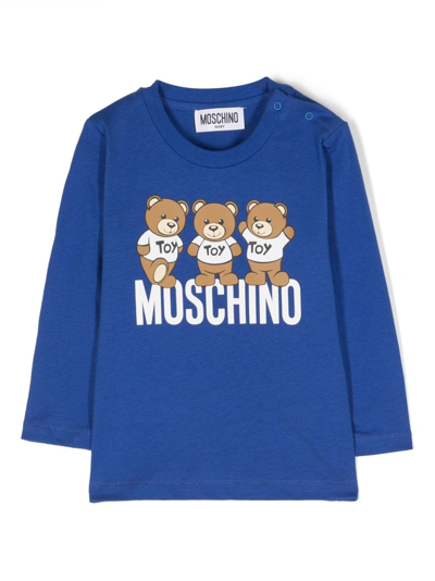 Moschino Babies' Logo-print Cotton Sweatshirt In Blue