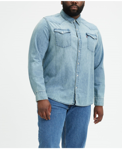 Levi's Men's Big & Tall Classic Western Long Sleeve Denim Shirt In Stonewash