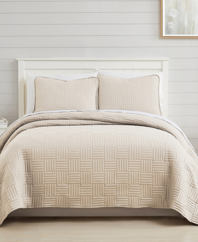 Southshore Fine Linens Grid 3-pc. Quilt Set, Queen In Taupe