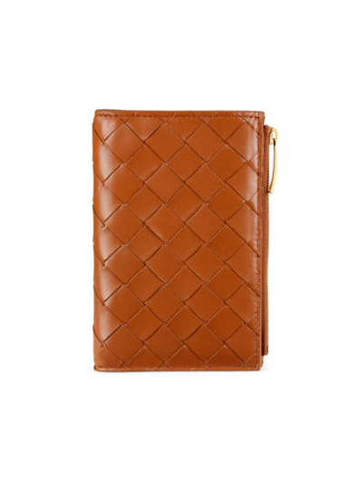 Bottega Veneta Women's Medium Intrecciato Leather Bifold Zip Wallet In Wood