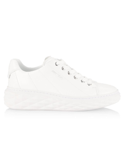 Jimmy Choo Womens V White Diamond Light Maxi Branded Leather Low-top Trainers