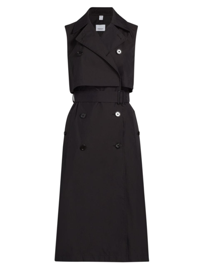 Burberry Mona Button-front Trench Dress In Black