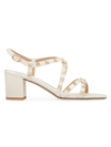Valentino Garavani Women's Rockstud Calfskin Sandals With Straps In Light Ivory