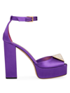 Valentino Garavani One Stud Platform Pumps In Electric Violet Crystal