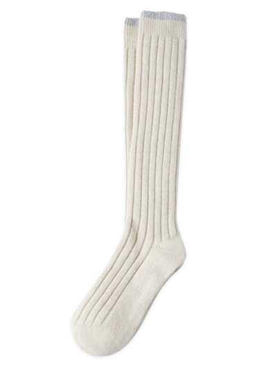 Brunello Cucinelli Ribbed-knit Cashmere Socks In Beige