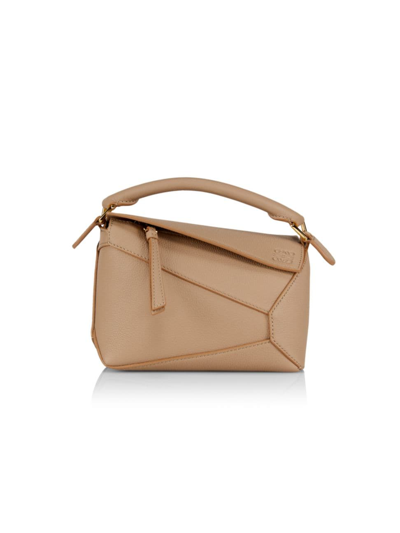 Loewe Women's Mini Puzzle Edge Leather Shoulder Bag In Beige