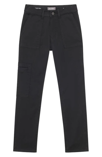 Dl1961 Kids' Boy's Brady Slim Cargo Trousers In Black Cargo