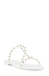 Stuart Weitzman Mellie Pearly Stud Jelly Sandal In White.