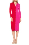 Alexia Admor Gemini Long Sleeve Dress In Red/ Pink