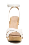 Veronica Beard Lamont Leather Crisscross Clog Sandals In Coconut