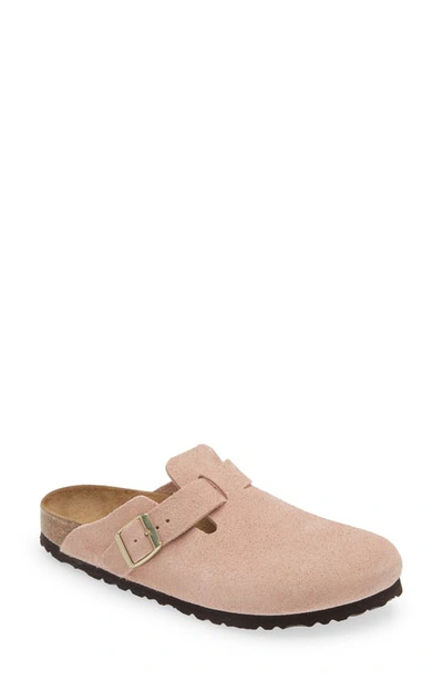 Birkenstock Women's Boston Suede Clog In Light Rose, Women's At Urban Outfitters In Pink