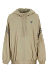 Prada Drawstring Hooded Jacket In Beige O Tan
