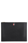 THOM BROWNE THOM BROWNE LOGO DETAIL FLAT LEATHER POUCH