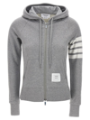 Thom Browne 4-bar Hoodie With Zipper And In Gray