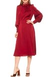 Alexia Admor Francy Long Sleeve Fit & Flare Midi Dress In Cranberry