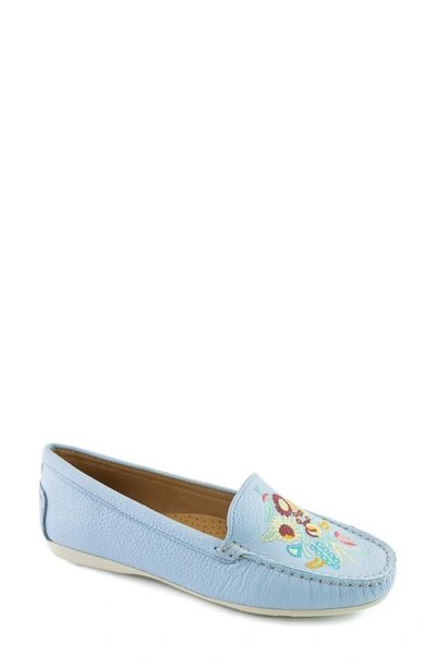 Driver Club Usa Maple Ave Penny Loafer In Baby Blue Tumbled/ White Sole