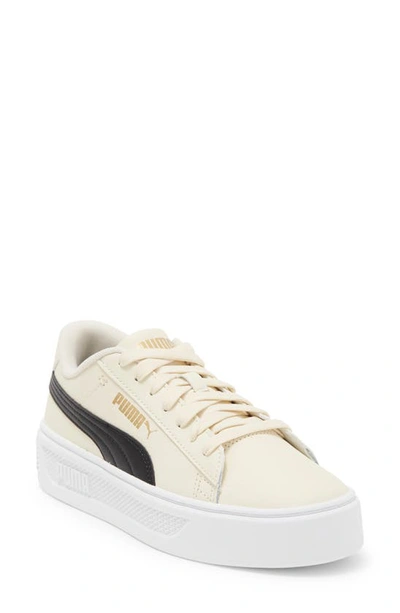 Puma Smash V3 Platform Sneaker In Alpine Snow-black-gold-white