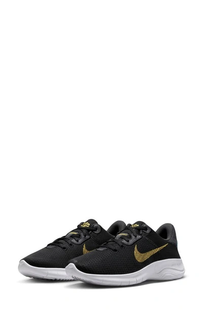 Nike Flex Experience Athletic Sneaker In Black/ Gold/ Smoke Grey