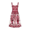 DOLCE & GABBANA BUSTIER MIDI DRESS IN MAJOLICA-PRINT POPLIN