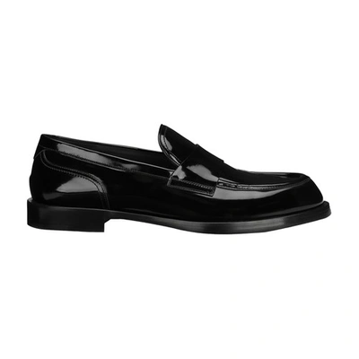 Dolce & Gabbana Polished Calfskin Loafers In Black