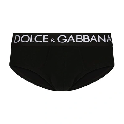 Dolce & Gabbana Two-pack Cotton Jersey Brando Briefs In Black