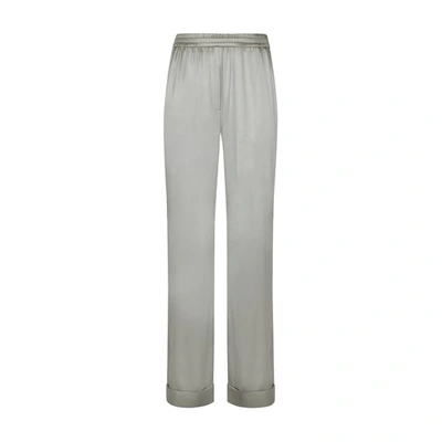 Dolce & Gabbana Satin Pajama Pants With Piping In Grey