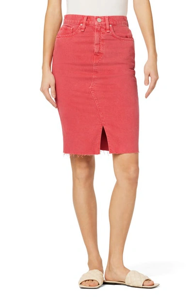 Hudson High Waist Raw Hem Denim Skirt In Party Punch