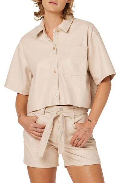 Hudson Oversized Cropped Button Down Shirt In Brown