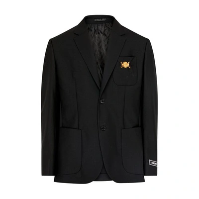 Versace Formal Wool Blazer In Black