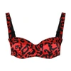 Dolce & Gabbana Women's Leopard-print Silk Demi Bra In Leo_nero_fdo_rosso