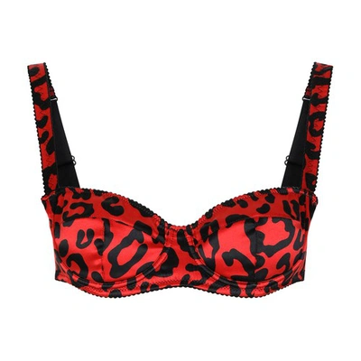 Dolce & Gabbana Women's Leopard-print Silk Demi Bra In Leopard Nero