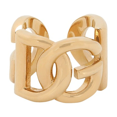 Dolce & Gabbana Logo-plaque Engraved Ring In Gold
