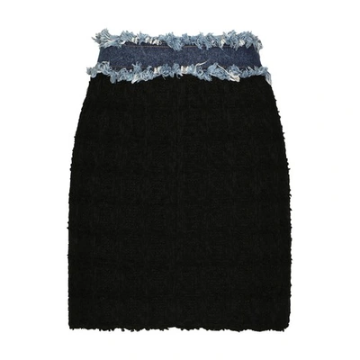 Dolce & Gabbana Tweed And Denim Miniskirt In Combined_colour