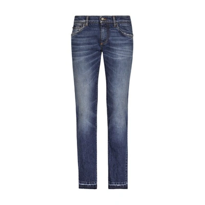 Dolce & Gabbana Faded Denim Jeans In Blue In Blue
