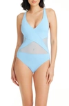 Bleu By Rod Beattie Don't Mesh With Me Mio One-piece Swimsuit In Freshwater