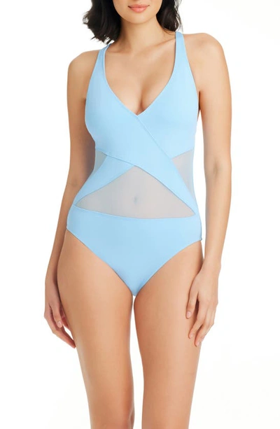 Bleu By Rod Beattie Rod Beattie Don't Mesh With Me Mio One-piece Swimsuit In Freshwater