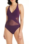 Bleu By Rod Beattie Don't Mesh With Me Mio One-piece Swimsuit In Fig
