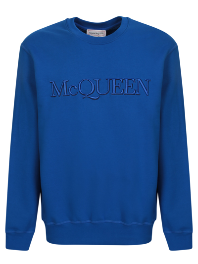 Alexander Mcqueen Logo Embroidered Crewneck Sweatshirt In Blue