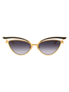 Valentino V-glassliner Titanium Cat-eye Sunglasses In Yellow Gold - Black Enamel W/dark Grey To Light Grey