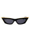 Valentino V-goldcut I Cat-eye Acetate & Titanium Sunglasses In 113a Black - Yellow Gold W/ Dark Grey - Ar