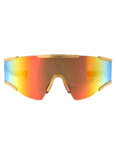Balmain Fleche Mask Sunglasses In Gold