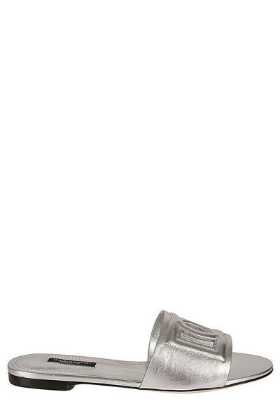 Dolce & Gabbana Dg Slide Sandals In Silver