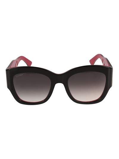 Cartier Curved Square Sunglasses In Black