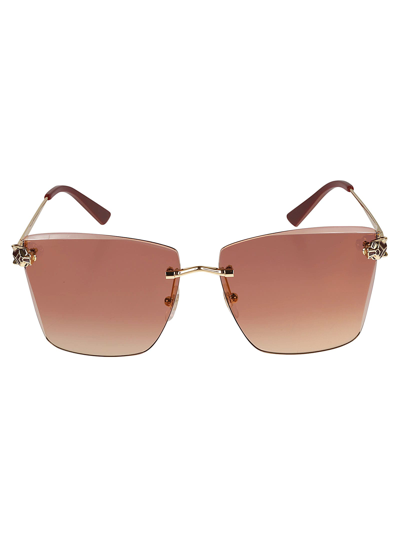 Cartier Square Sunglasses In Gold/red