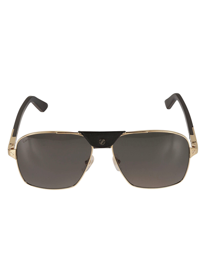 Cartier Aviator Logo Detail Sunglasses In Gold/black