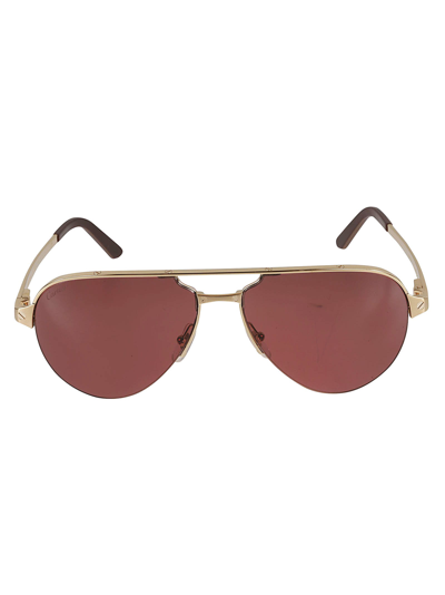 Cartier Aviator Classic Sunglasses In Gold/red